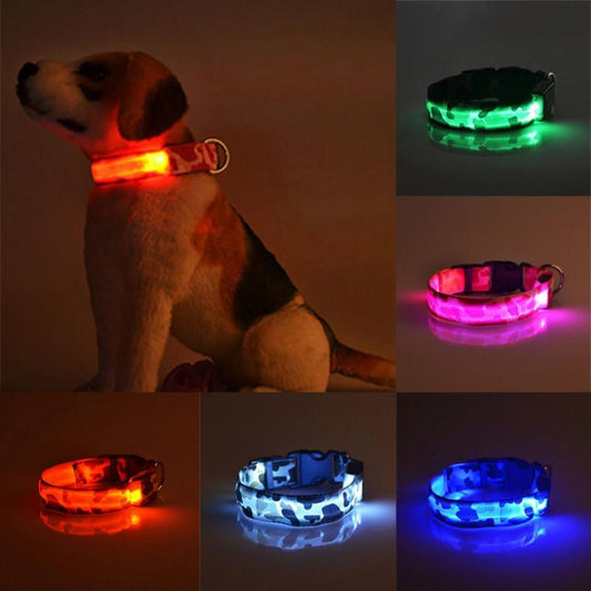 Camouflage luminous dog collar