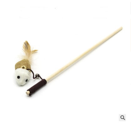 Funny cat stick wooden handmade toy